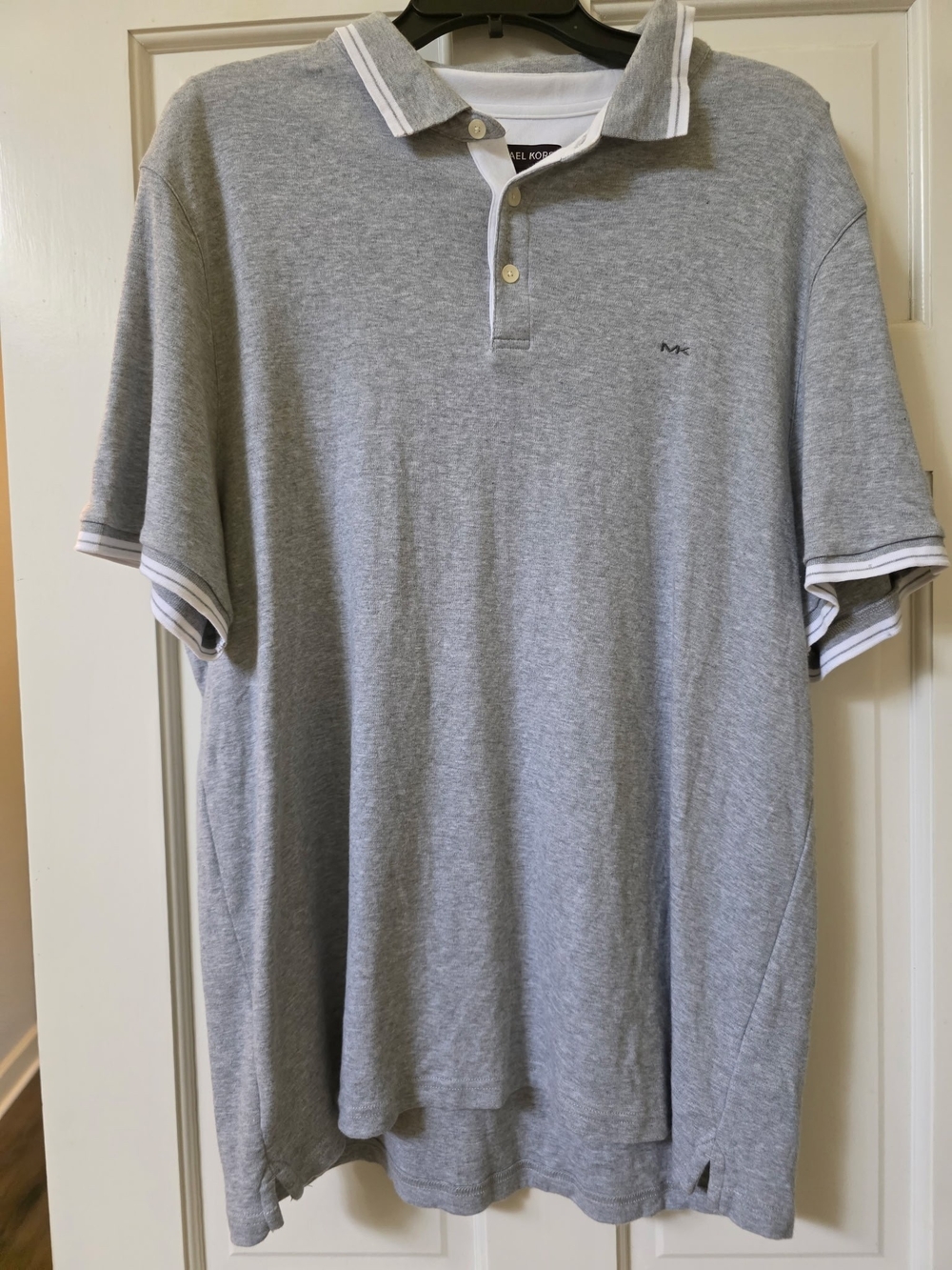 Michael Kors Polo Shirt Light Gray with White Trim, Size XL